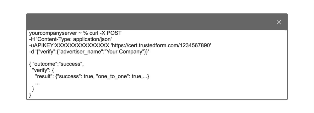 TrustedForm certificate URL